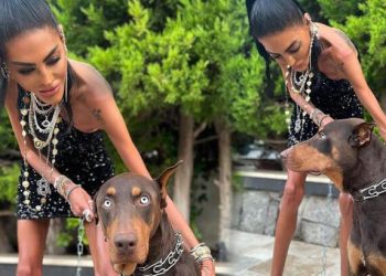 Zayıflığıyla dikkat çeken Süreyya Yalçın’dan köpeğiyle poz